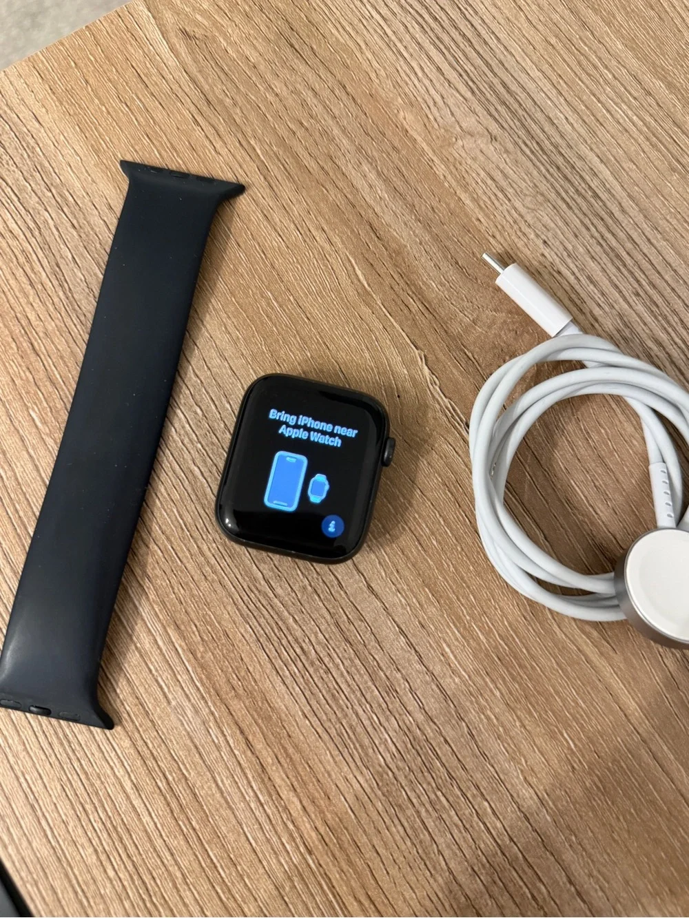 Apple Watch - Black Case with Dark Blue Sport Band